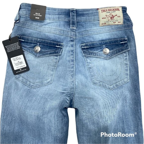 True Religion Billie Jeans Midrise Straight Light Wash Size 28 - Picture 1 of 12